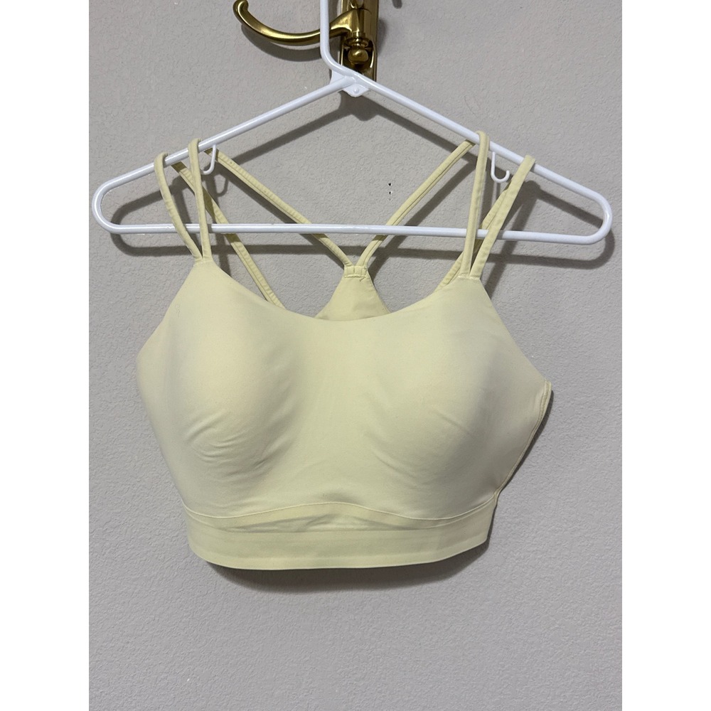 Soma Longline Yoga Bra Women L Yellow Strappy Racerback Padded Activewear
